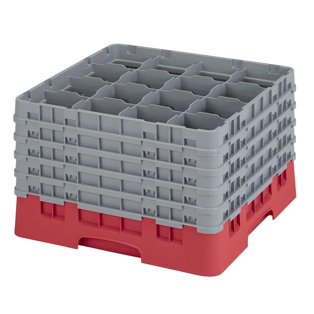 Cambro 16S1058163 Camrack® Glass Rack w/ (16) Compartments - (5) Gray Extenders, Red