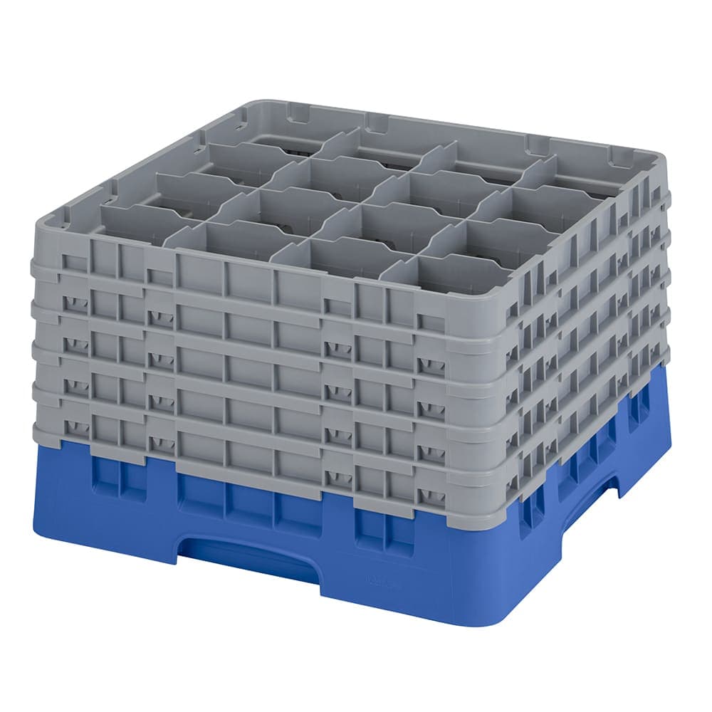 Cambro 16S1058168 Camrack® Glass Rack w/ (16) Compartments - (5) Gray Extenders, Blue