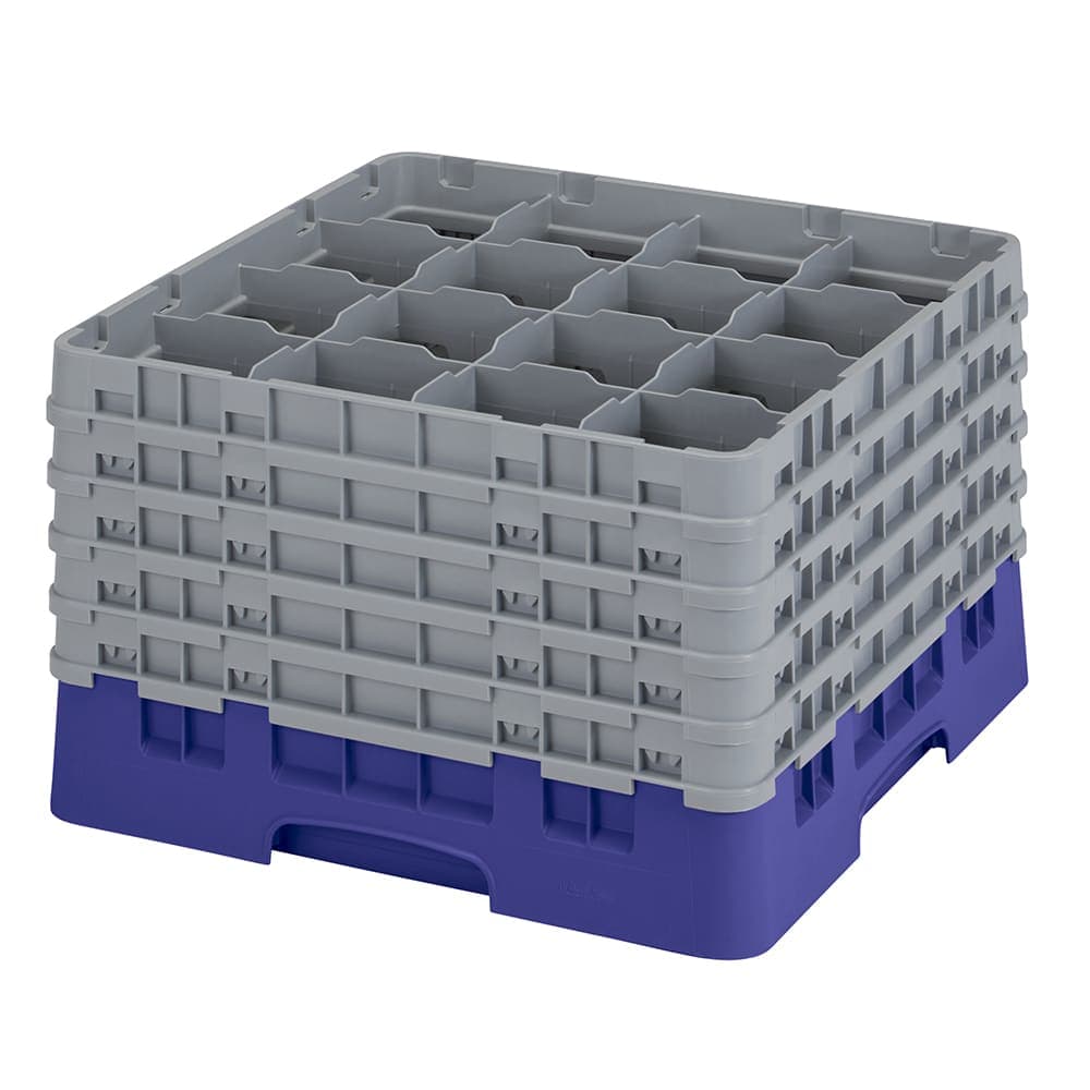 Cambro 16S1058186 Camrack® Glass Rack w/ (16) Compartments - (5) Gray Extenders, Navy Blue