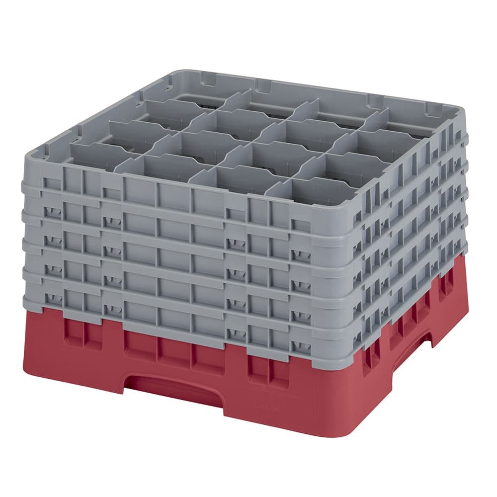 Cambro 16S1058416 Camrack® Glass Rack w/ (16) Compartments - (5) Gray Extenders, Cranberry