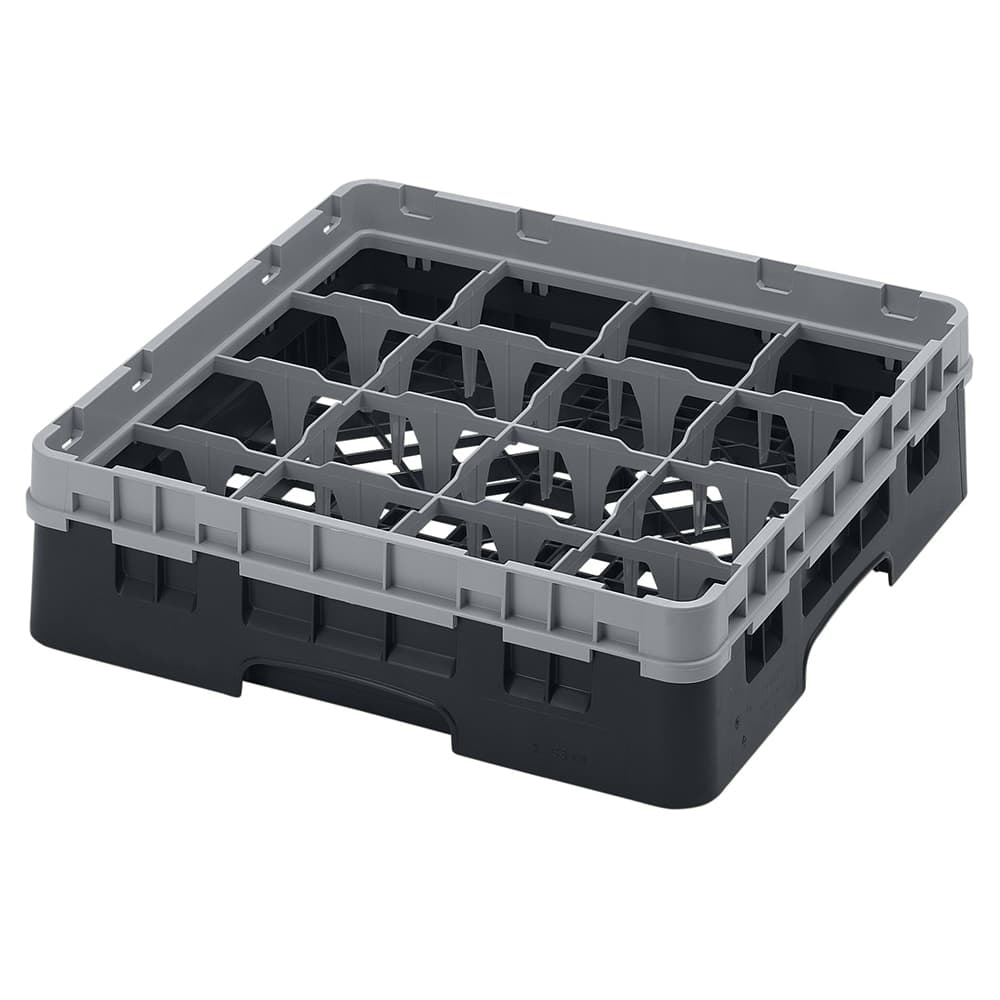 Cambro 16S318110 Camrack® Glass Rack w/ (16) Compartments - (1) Gray Extender, Black