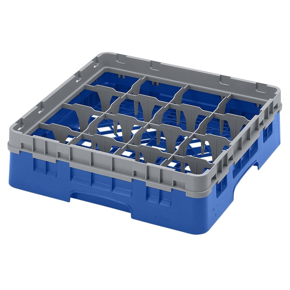Cambro 16S318168 Camrack® Glass Rack w/ (16) Compartments - (1) Gray Extender, Blue
