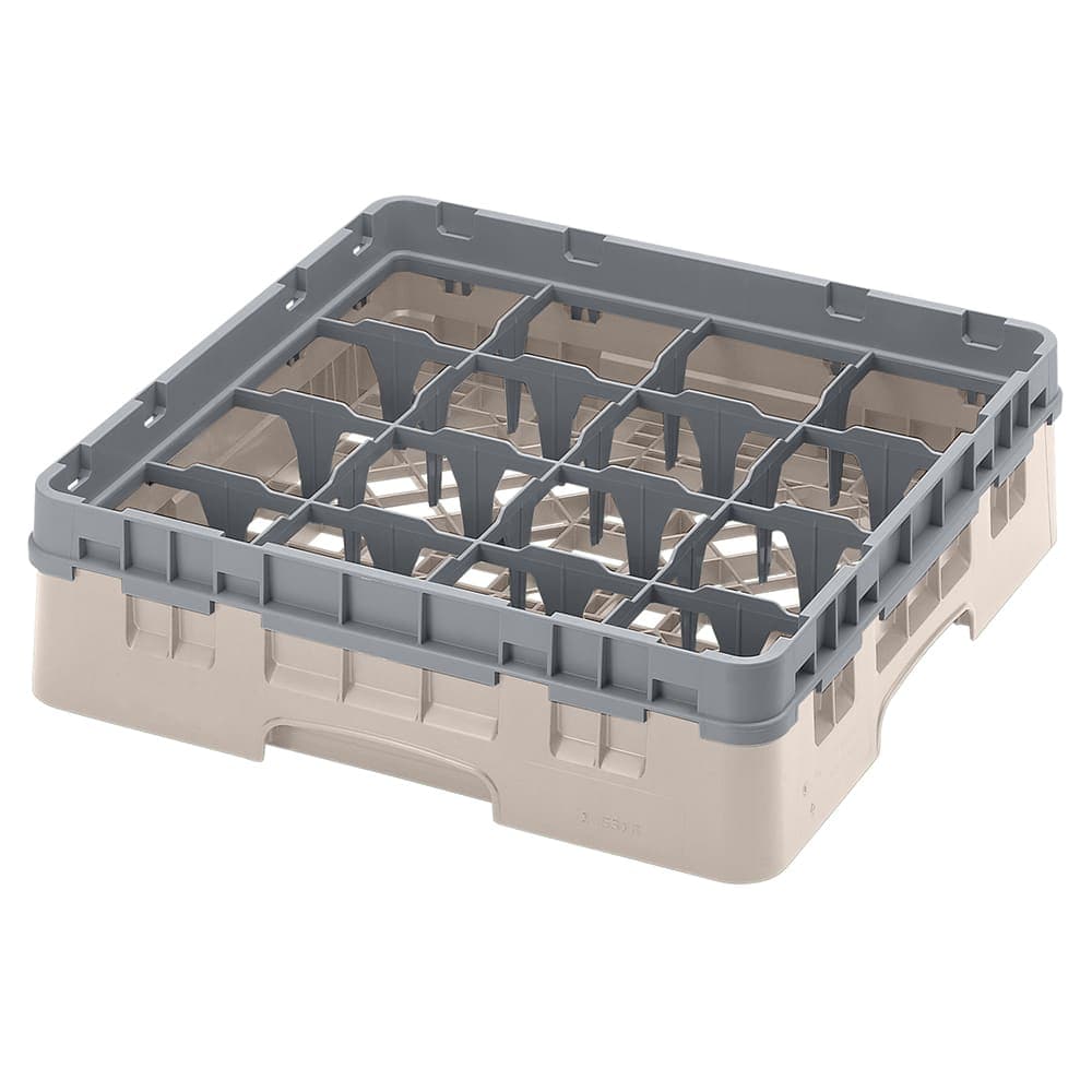 Cambro 16S318184 Camrack® Glass Rack w/ (16) Compartments - (1) Gray Extender, Beige