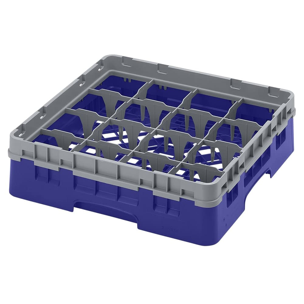 Cambro 16S318186 Camrack® Glass Rack w/ (16) Compartments - (1) Gray Extender, Navy Blue