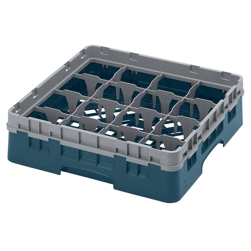 Cambro 16S318414 Camrack® Glass Rack w/ (16) Compartments - (1) Gray Extender, Teal