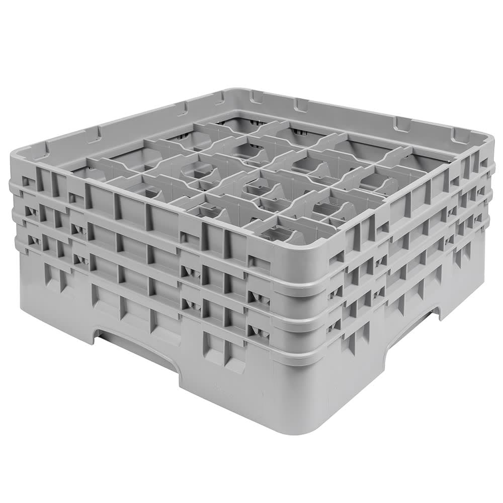 Cambro 16S638151 Camrack® Glass Rack w/ (16) Compartments - (3) Gray Extenders, Soft Gray