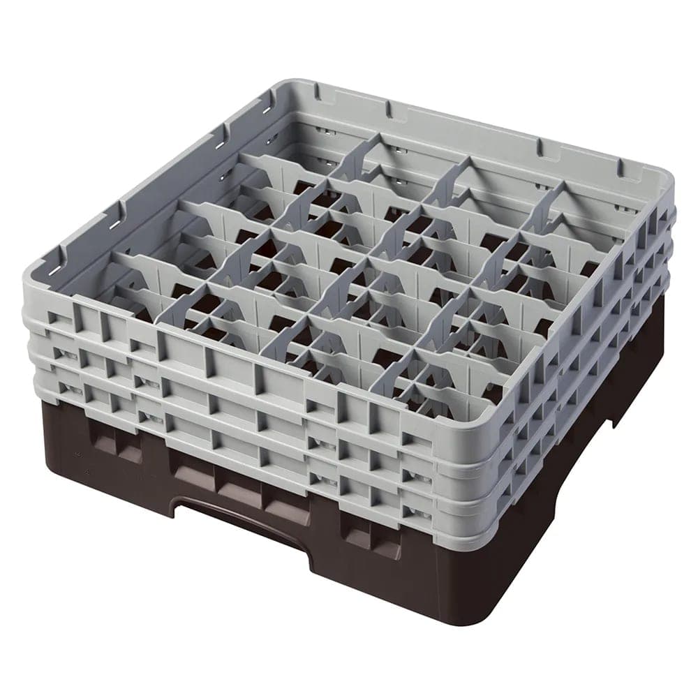 Cambro 16S638167 Camrack® Glass Rack w/ (16) Compartments - (3) Gray Extenders, Brown
