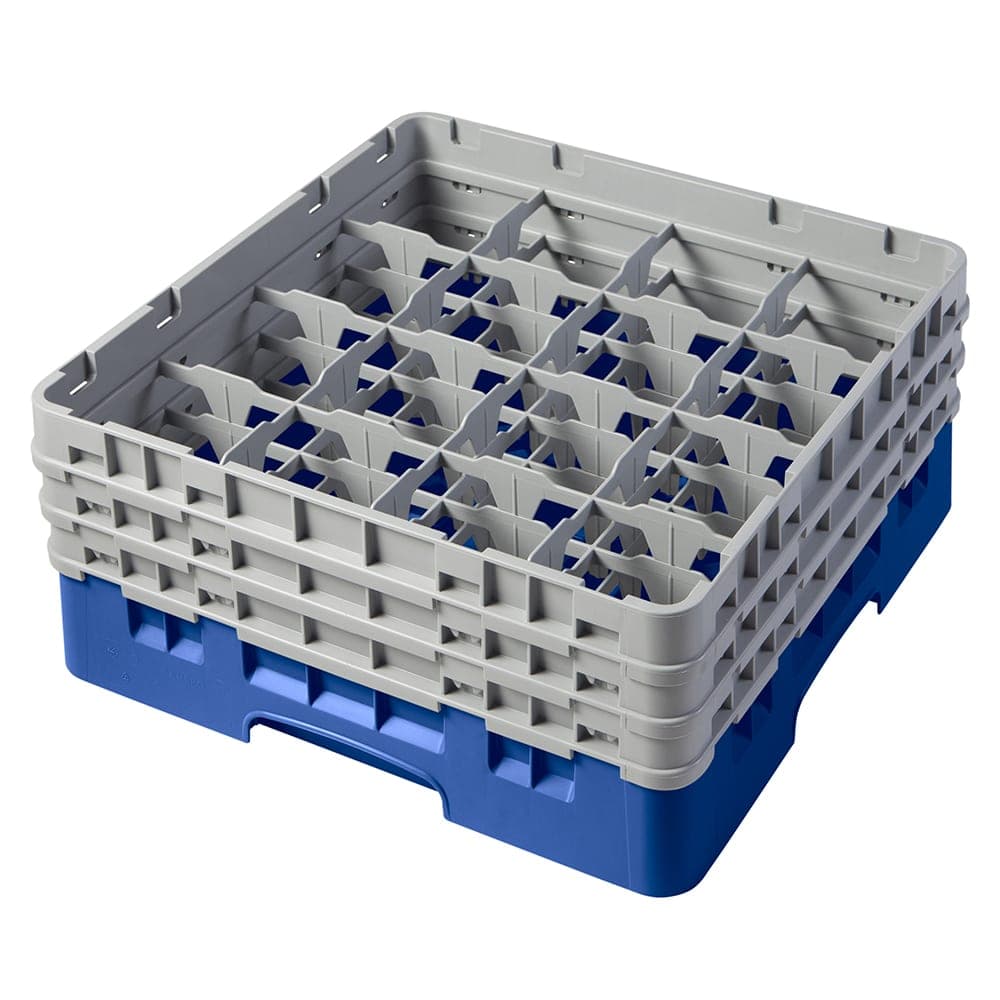 Cambro 16S638168 Camrack® Glass Rack w/ (16) Compartments - (3) Gray Extenders, Blue