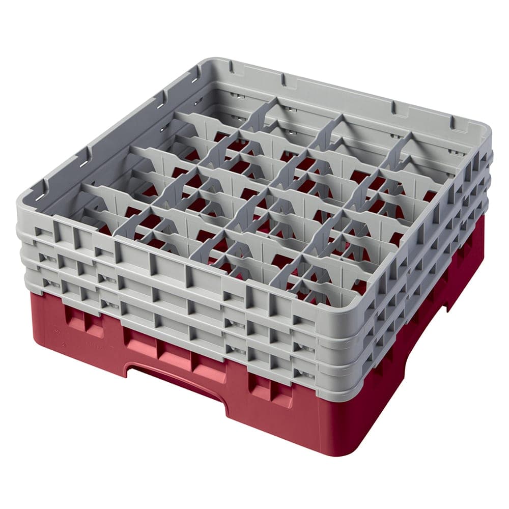 Cambro 16S638416 Camrack® Glass Rack w/ (16) Compartments - (3) Gray Extenders, Cranberry