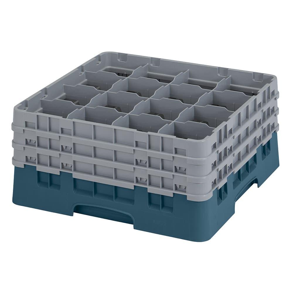 Cambro 16S738414 Camrack® Glass Rack w/ (16) Compartments - (3) Gray Extenders, Teal