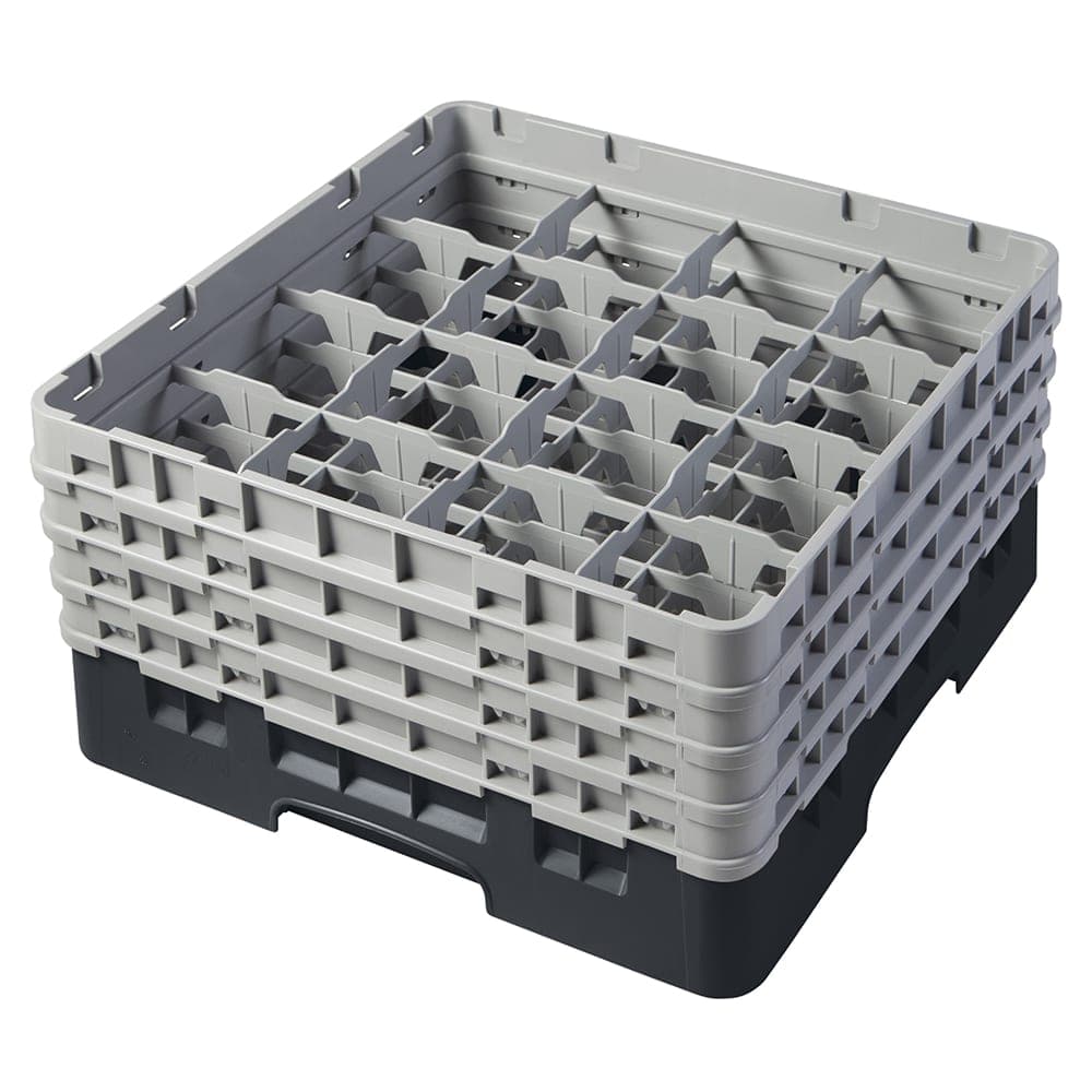 Cambro 16S800110 Camrack® Glass Rack w/ (16) Compartments - (4) Gray Extenders, Black