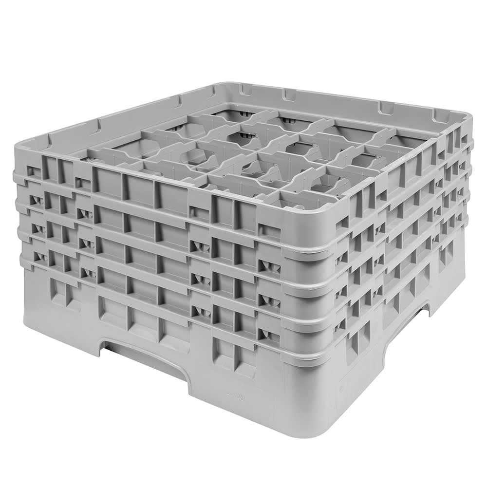 Cambro 16S800151 Camrack® Glass Rack w/ (16) Compartments - (4) Gray Extenders, Soft Gray