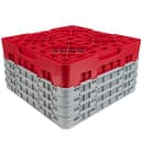 Cambro 16S800163 Camrack® Glass Rack w/ (16) Compartments - (4) Gray Extenders, Red thumbnail 4