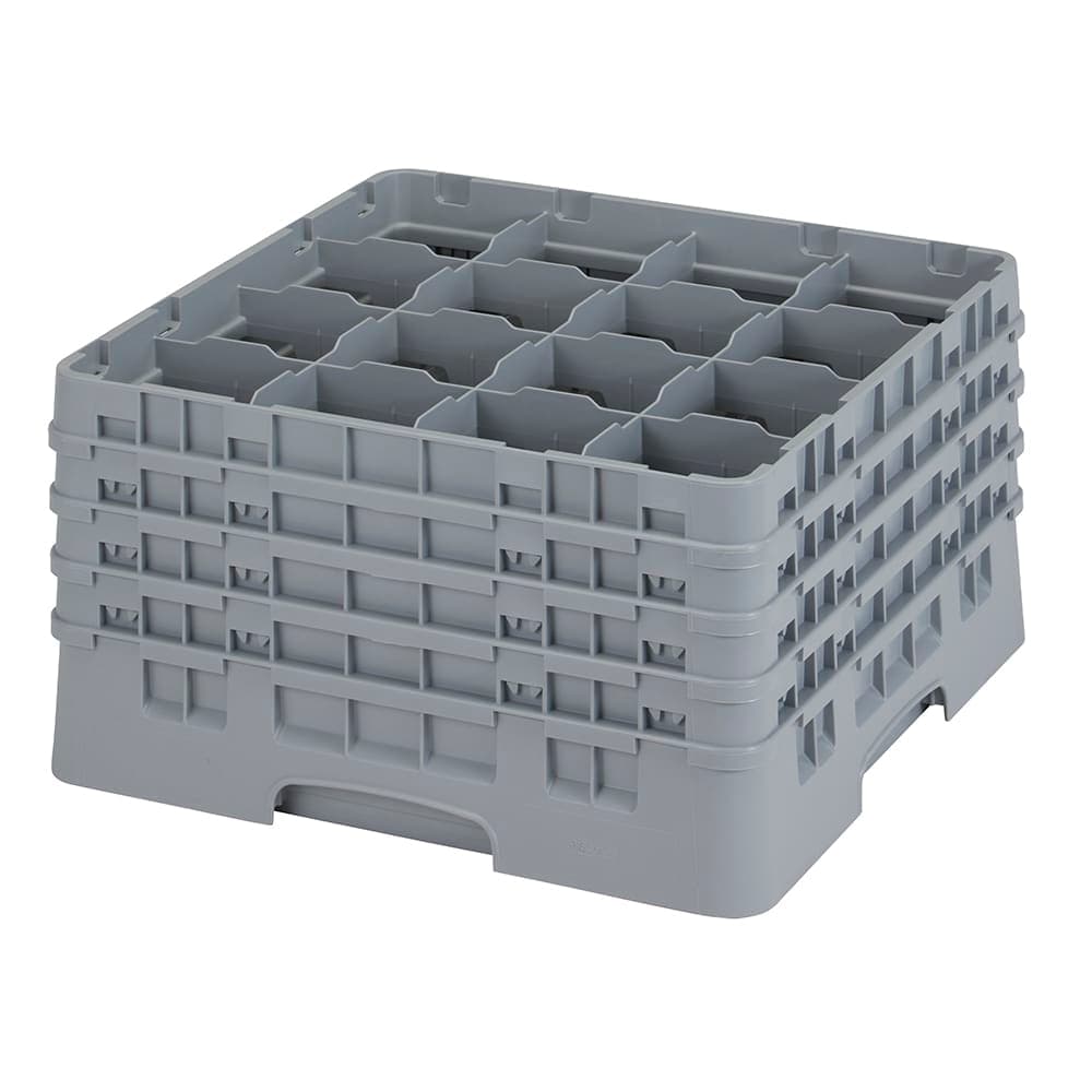 Cambro 16S900151 Camrack® Glass Rack w/ (16) Compartments - (4) Gray Extenders, Soft Gray