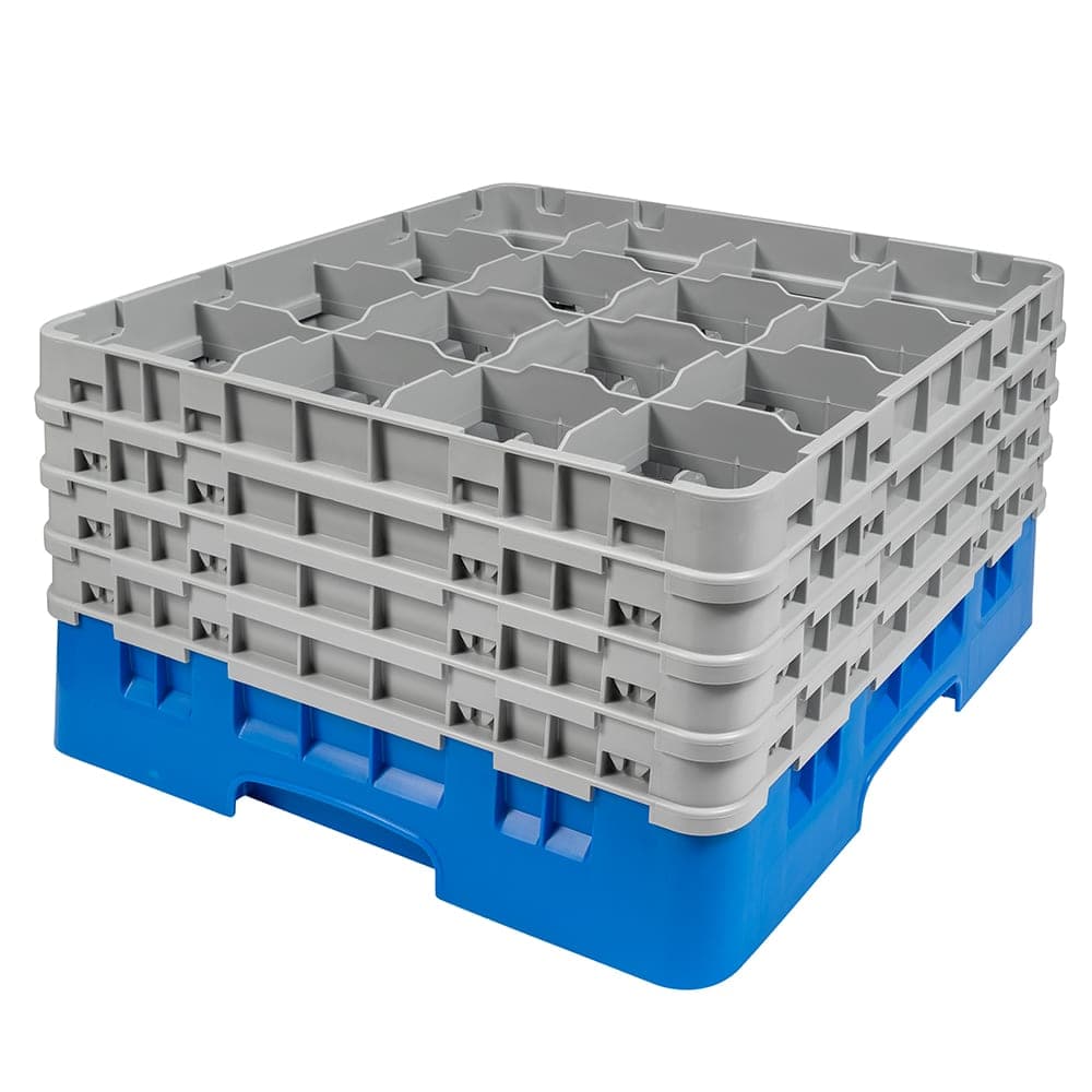 Cambro 16S900168 Camrack® Glass Rack w/ (16) Compartments - (4) Gray Extenders, Blue
