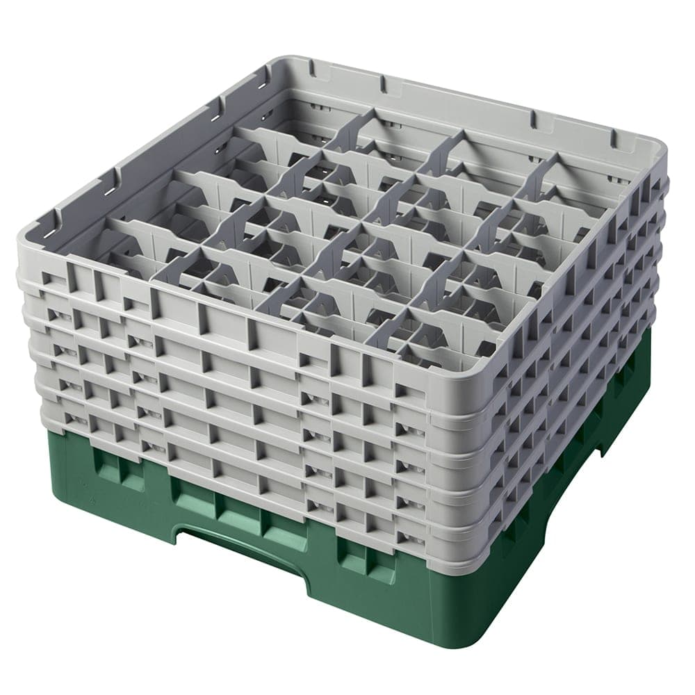 Cambro 16S958119 Camrack® Glass Rack w/ (16) Compartments - (5) Gray Extenders, Sherwood Green
