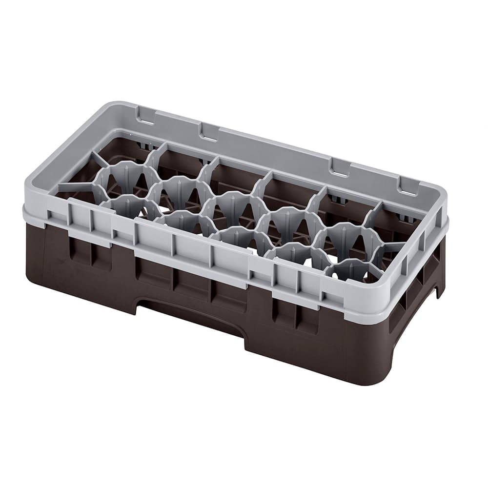 Cambro 17HS318167 Camrack Glass Rack with Extender - 17 Compartment, Brown