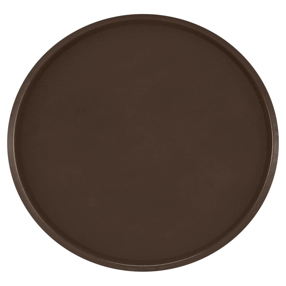 Cambro 1950116 19 1/2" Round Serving Camtray - Low-Profile, Fiberglass, Brazil Brown