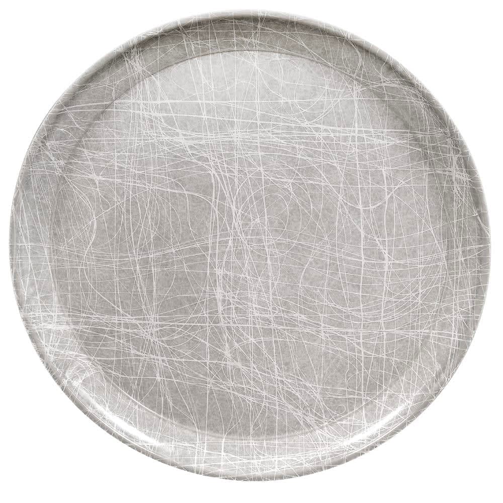 Cambro 1950215 19 1/2" Round Serving Camtray - Low-Profile, Fiberglass, Abstract Gray