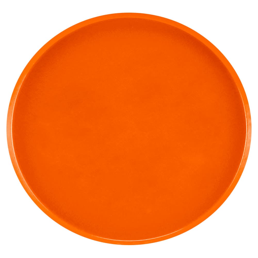 Cambro 1950220 19 1/2" Round Serving Camtray - Low-Profile, Fiberglass, Citrus Orange