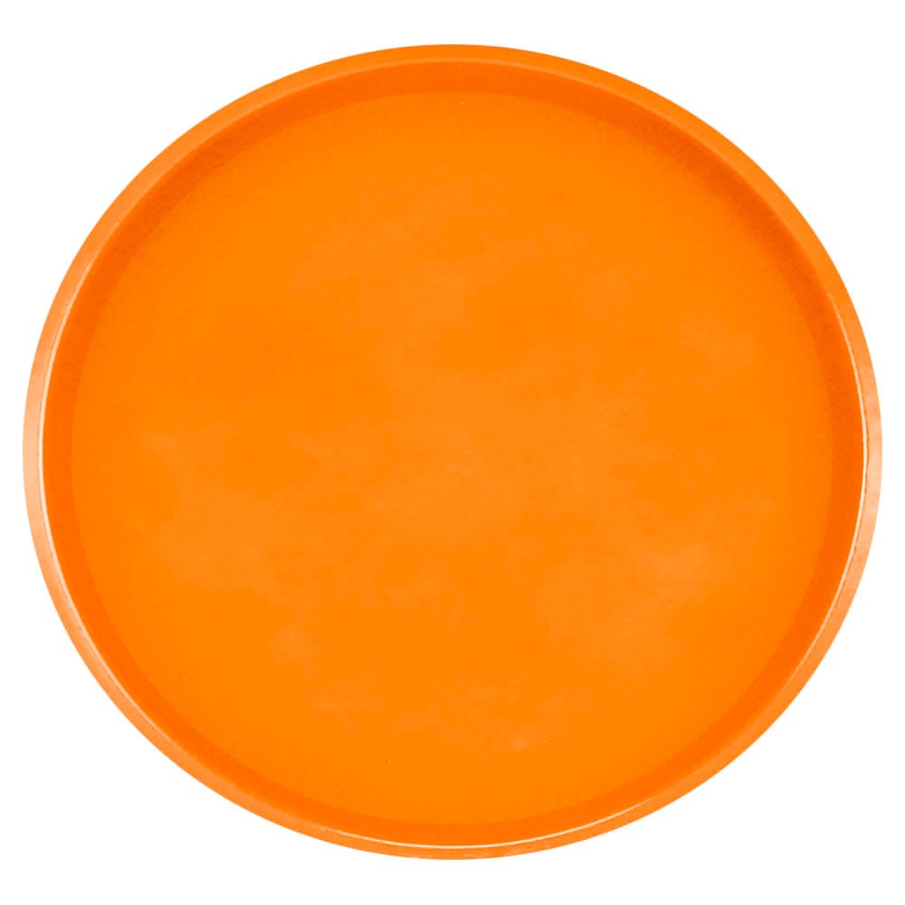 Cambro 1950222 19 1/2" Round Serving Camtray - Low-Profile, Fiberglass, Orange Pizzazz