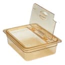 Cambro 20HPLN150 FlipLid Hot Food Pan Cover - Half Size, Notched, Hinged, Amber thumbnail 3