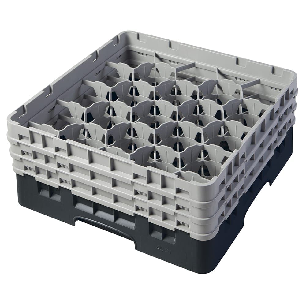 Cambro 20S638110 Camrack® Glass Rack w/ (20) Compartments - (3) Gray Extenders, Black