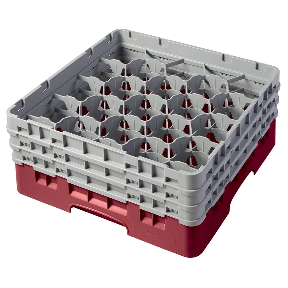 Cambro 20S638416 Camrack® Glass Rack w/ (20) Compartments - (3) Gray Extenders, Cranberry