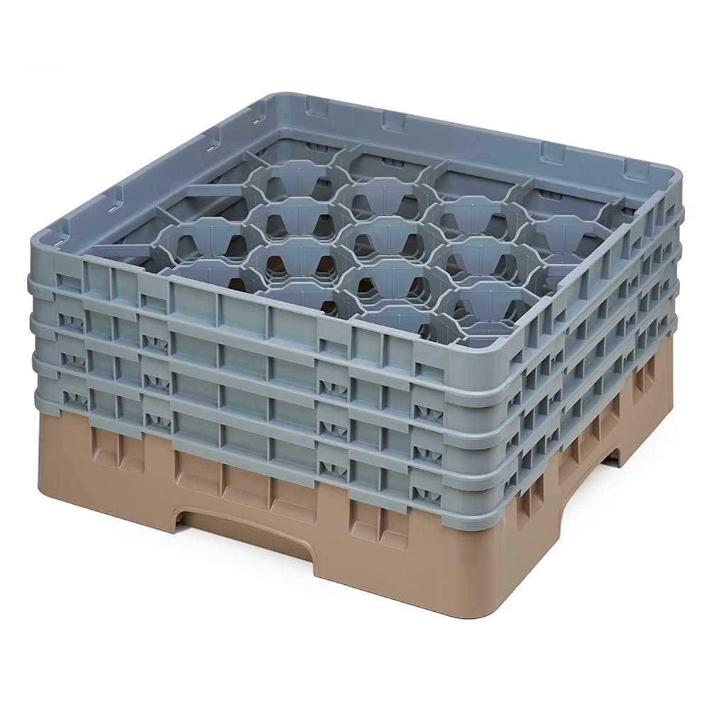 Cambro 20S800184 Camrack® Glass Rack w/ (20) Compartments - (4) Gray Extenders, Beige