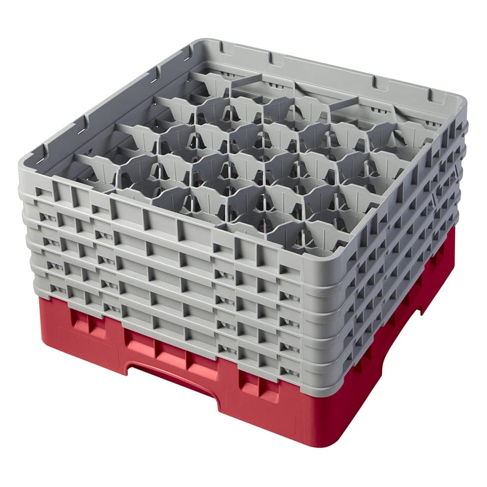 Cambro 20S958163 Camrack® Glass Rack w/ (20) Compartments - (5) Gray Extenders, Red