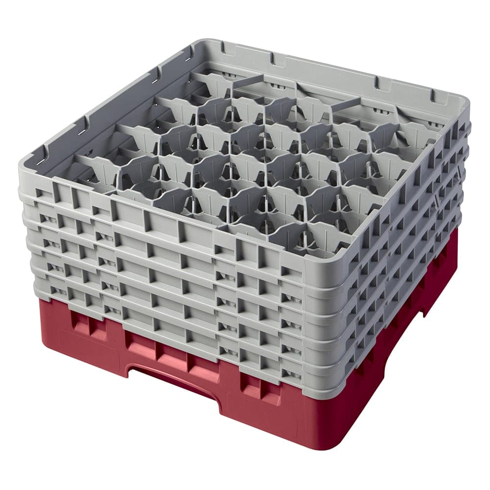 Cambro 20S958416 Camrack® Glass Rack w/ (20) Compartments - (5) Gray Extenders, Cranberry