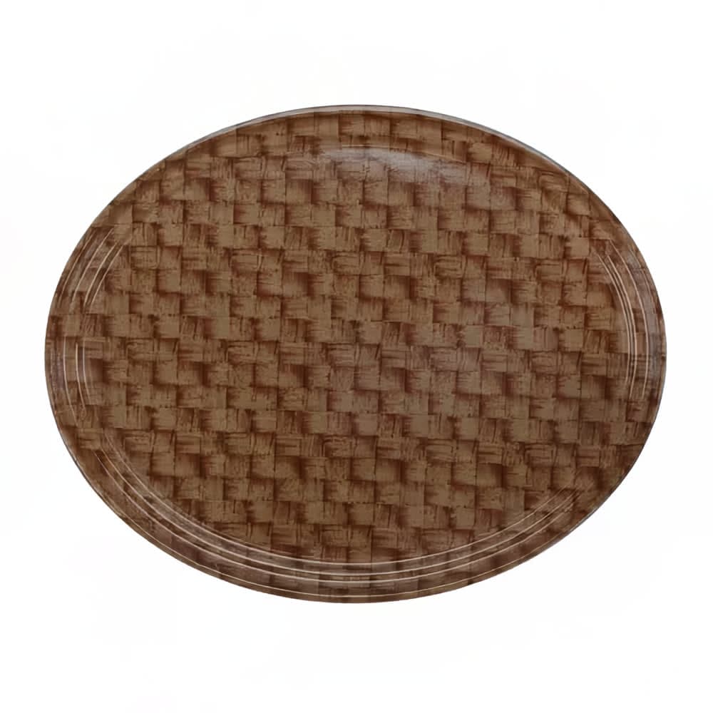 Cambro 2500301 Oval Serving Camtray® - 19 1/4" x 24", Fiberglass, Dark Basketweave
