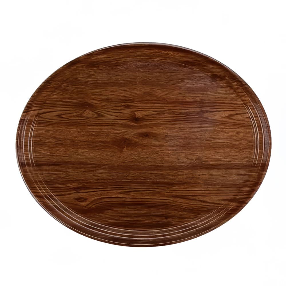 Cambro 2500308 Oval Serving Camtray® - 19 1/4" x 24", Fiberglass, Burma Teak