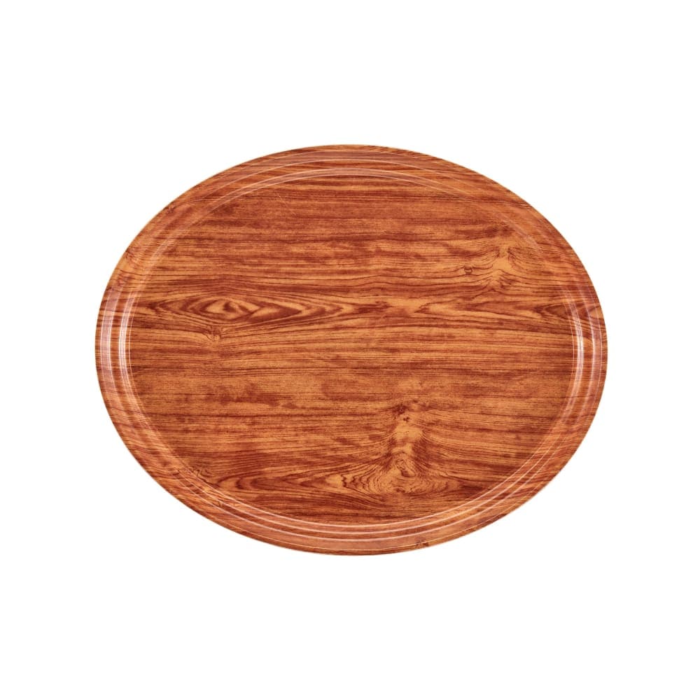 Cambro 2500309 Oval Serving Camtray® - 19 1/4" x 24", Fiberglass, Java Teak