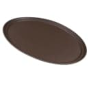 Cambro 2500CT138 Oval Camtread Serving Tray - 19 1/4x23 1/8", Fiberglass, Tavern Tan thumbnail 2