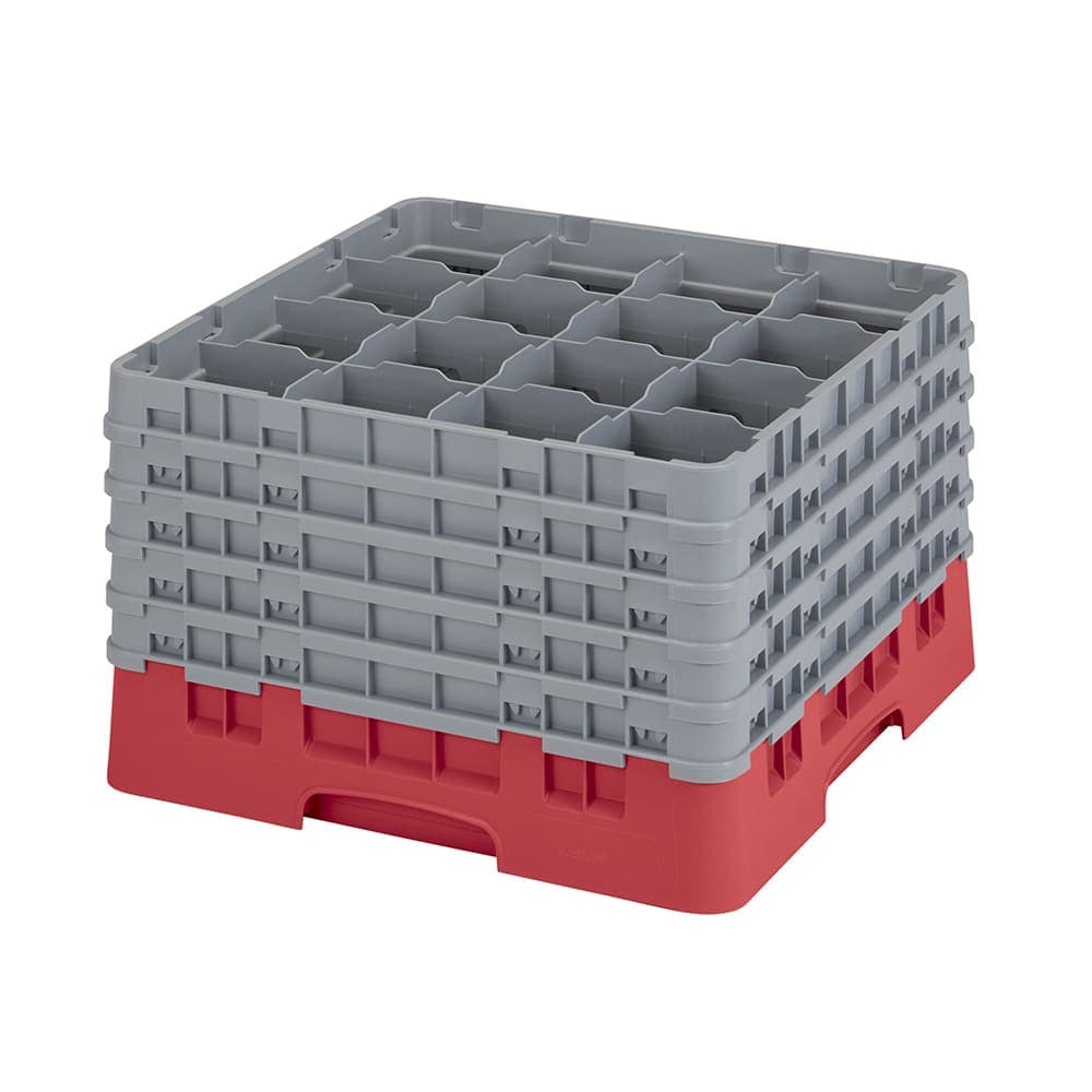 Cambro 25S1058163 Camrack® Glass Rack w/ (25) Compartments - (5) Gray Extenders, Red