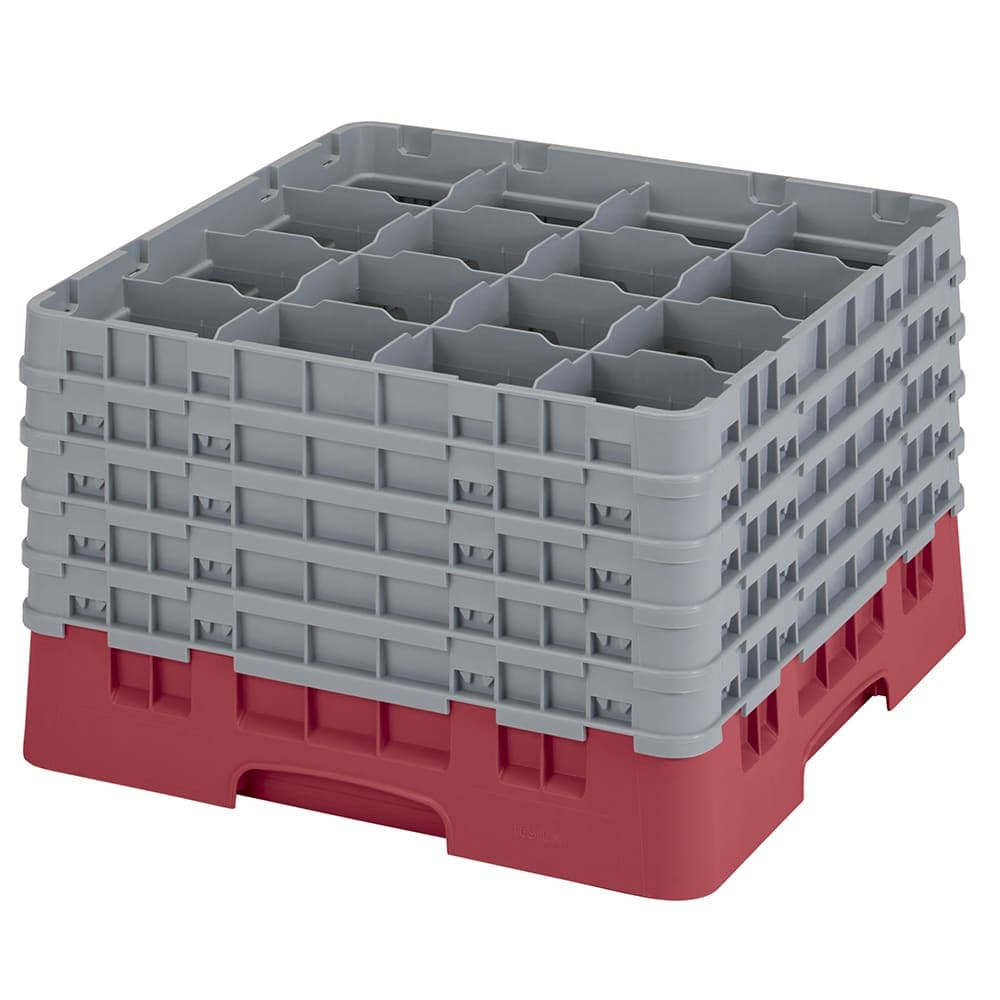 Cambro 25S1058416 Camrack® Glass Rack w/ (25) Compartments - (5) Gray Extenders, Cranberry