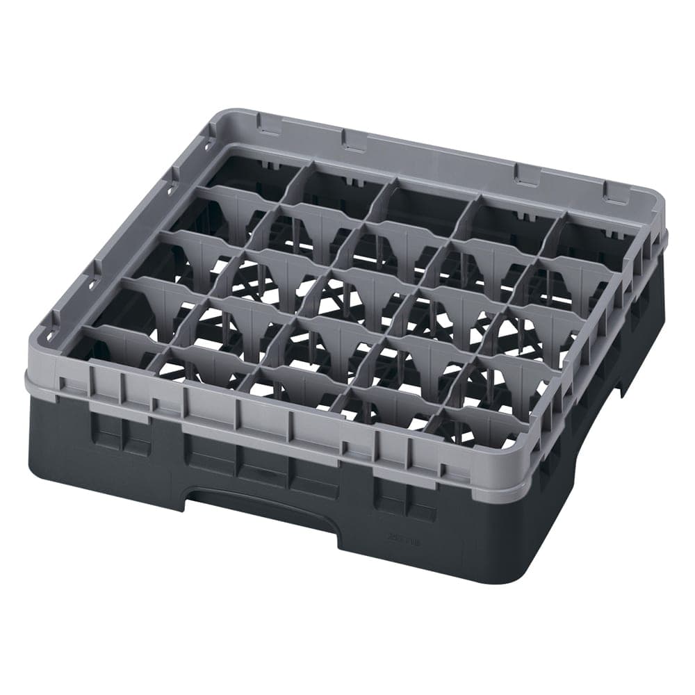 Cambro 25S318110 Camrack® Glass Rack w/ (25) Compartments - (1) Gray Extender, Black