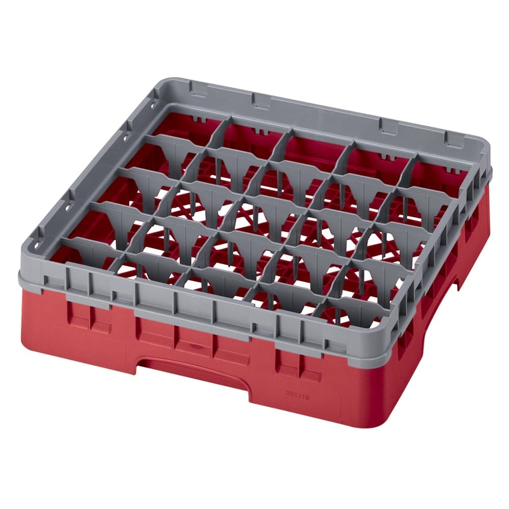 Cambro 25S318163 Camrack® Glass Rack w/ (25) Compartments - (1) Gray Extender, Red