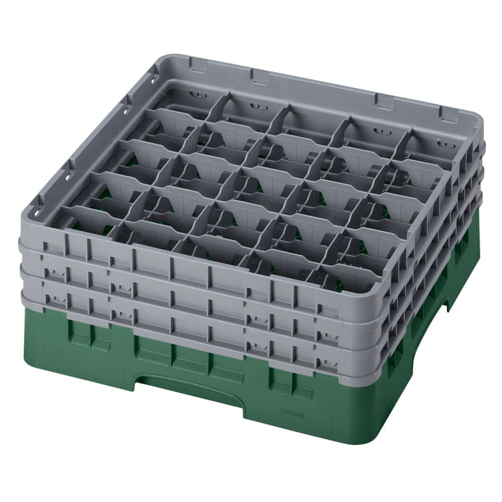 Cambro 25S638119 Camrack® Glass Rack w/ (25) Compartments - (3) Gray Extenders, Sherwood Green