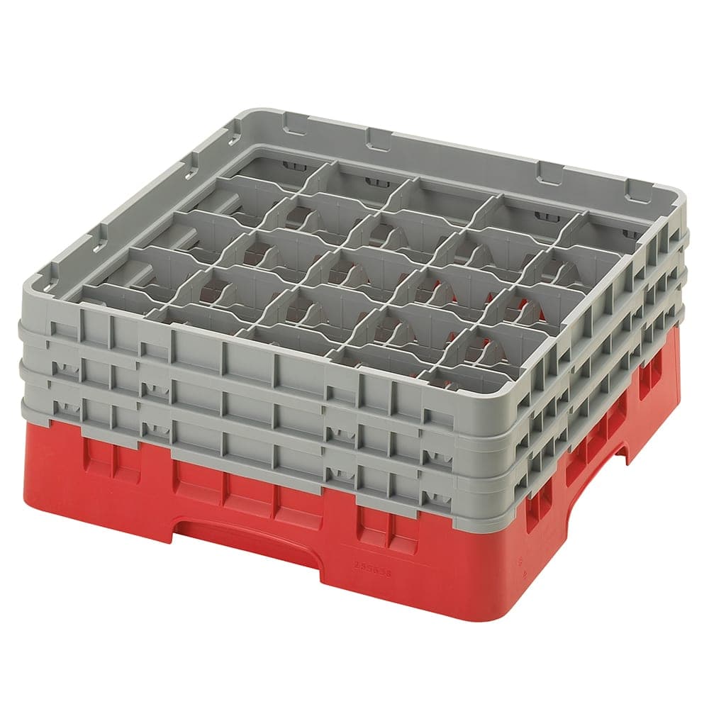 Cambro 25S638163 Camrack® Glass Rack w/ (25) Compartments - (3) Gray Extenders, Red