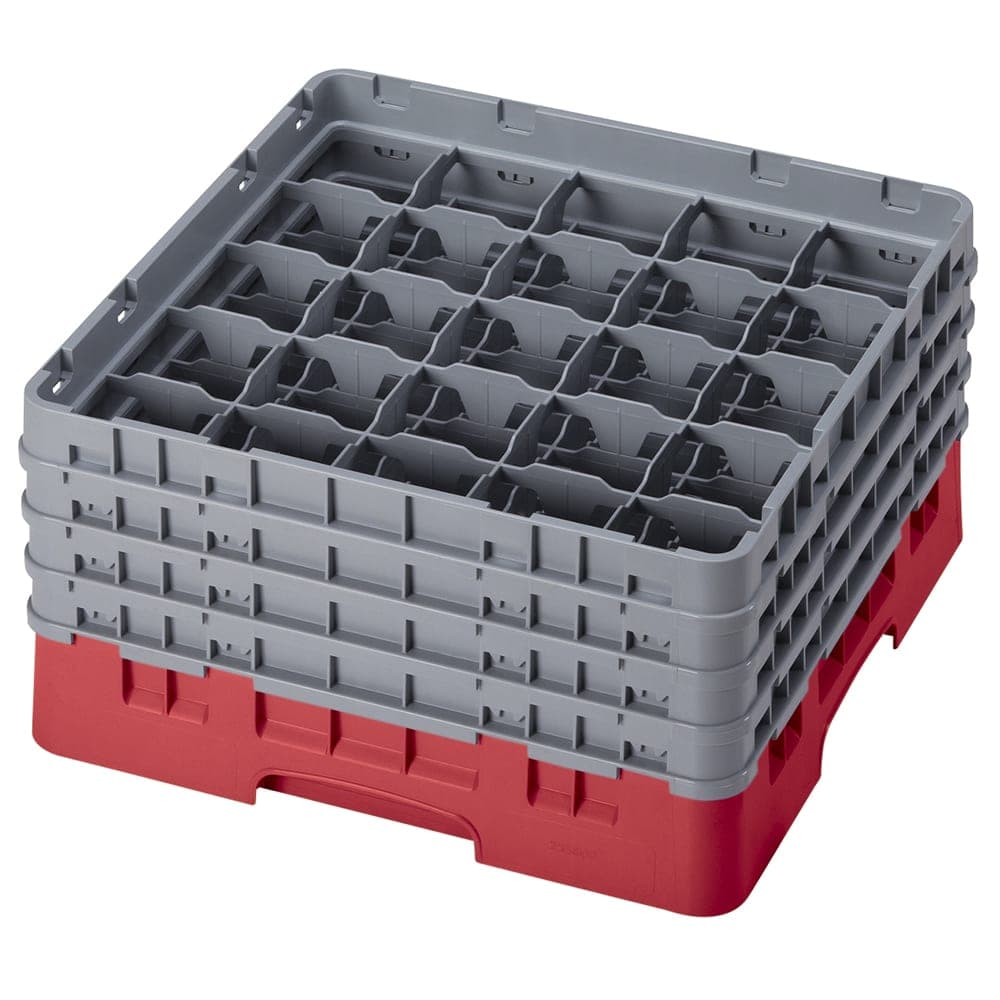 Cambro 25S800163 Camrack® Glass Rack w/ (25) Compartments - (4) Extenders, Red