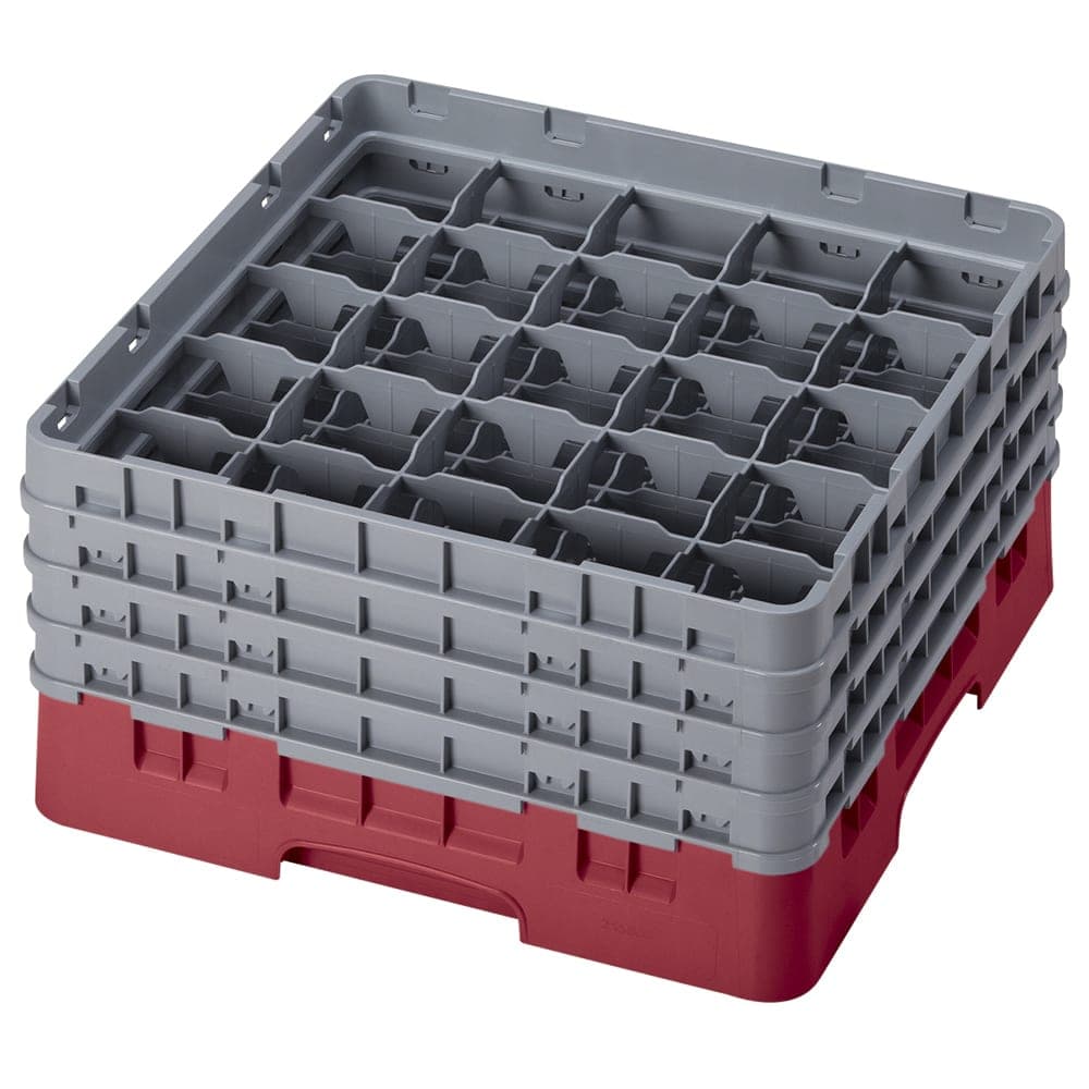 Cambro 25S800416 Camrack® Glass Rack w/ (25) Compartments - (4) Extenders, Cranberry