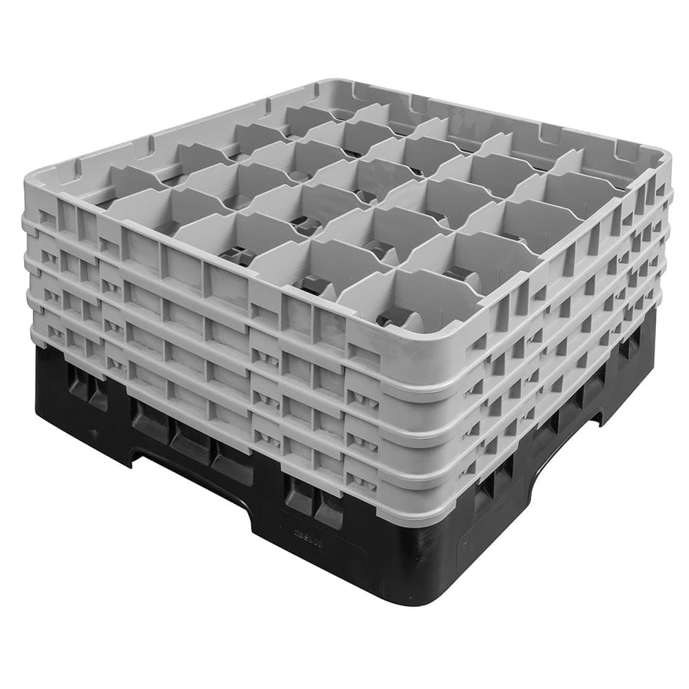 Cambro 25S900110 Camrack® Glass Rack w/ (25) Compartments - (4) Extenders, Black