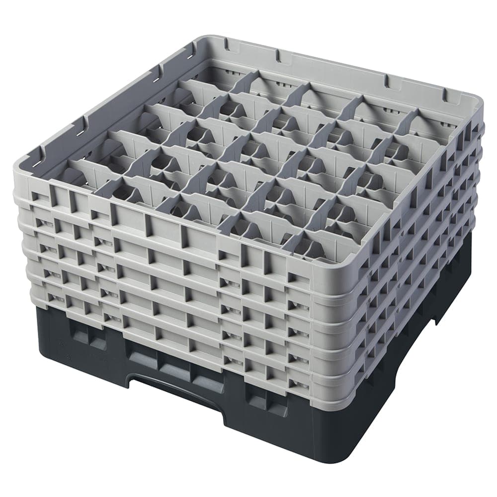 Cambro 25S958110 Camrack® Glass Rack w/ (25) Compartments - (5) Gray Extenders, Black