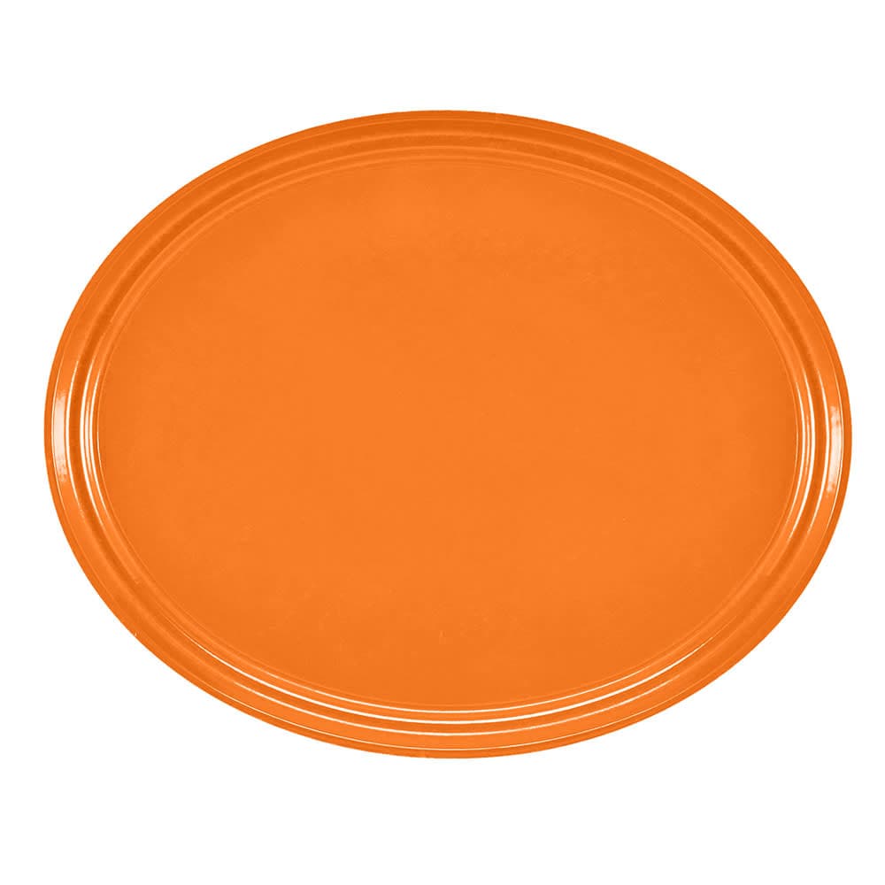 Cambro 2700222 Oval Serving Camtray - 22x27", Fiberglass, Orange Pizzazz