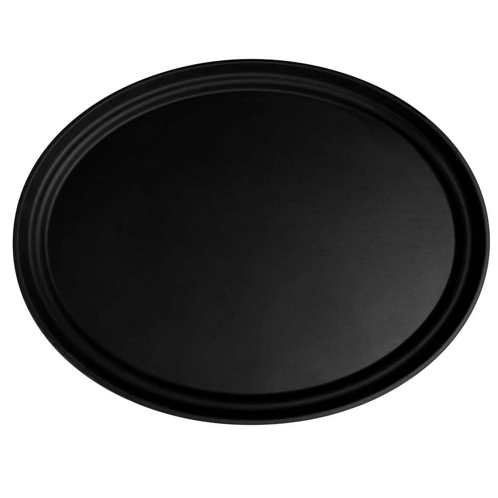 Cambro 2700CT110 Oval Camtread Serving Tray - 22x27", Fiberglass, Black Satin