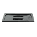 Cambro 30CWCH110 Camwear Food Pan Cover - 1/3 Size, Flat with Handle, Black thumbnail 2