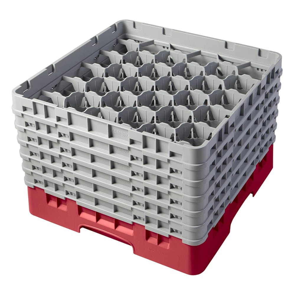 Cambro 30S1114163 Camrack® Glass Rack w/ (30) Compartments - (6) Gray Extenders, Red