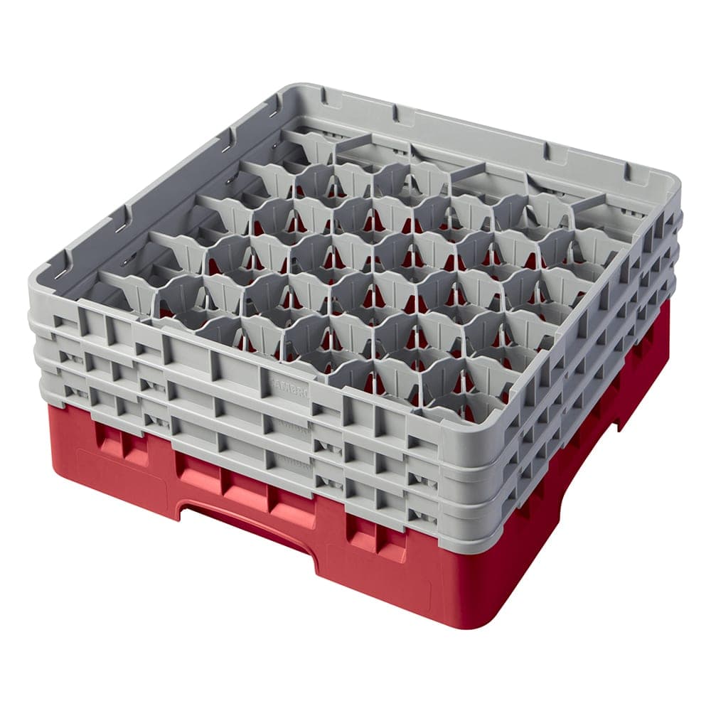 Cambro 30S638163 Camrack® Glass Rack w/ (30) Compartments - (3) Gray Extenders, Red